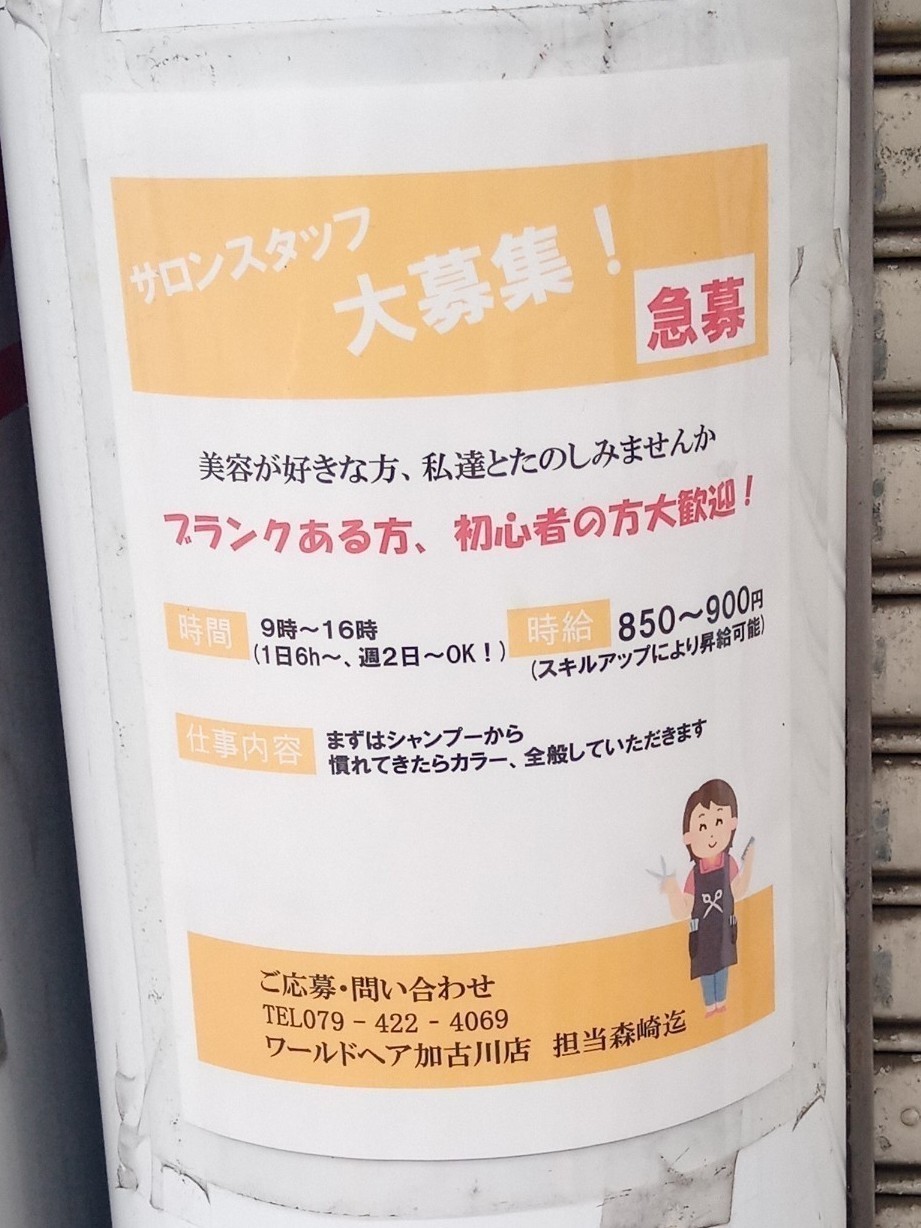 WORLD HAIR（ワールドヘア） 加古川店のアルバイト・パート求人情報 JOBLIST[ジョブリスト]｜全国のアルバイト求人情報サイト