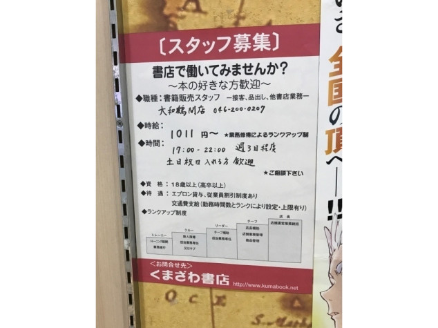 くまざわ書店 大和鶴間店のアルバイト パート求人情報 Joblist ジョブリスト スマホであつめる みんなの街の求人はり紙