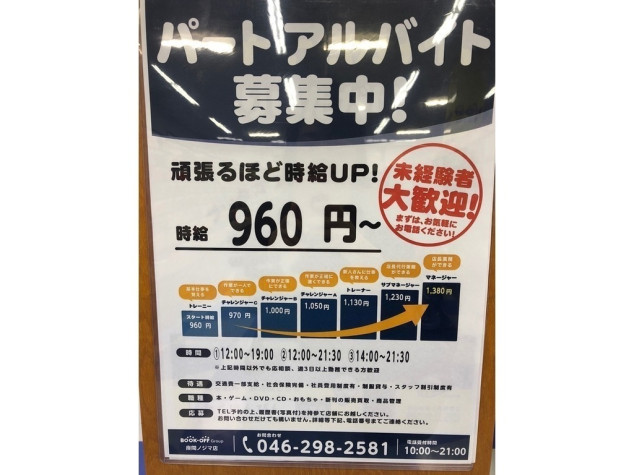 Bookoff ブックオフ 座間ノジマ店のアルバイト パート求人情報 Joblist ジョブリスト 全国のアルバイト求人情報サイト