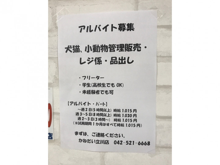 立川市 ペットショップ トリマーのアルバイト パート求人情報 Joblist ジョブリスト スマホであつめる みんなの街の求人はり紙